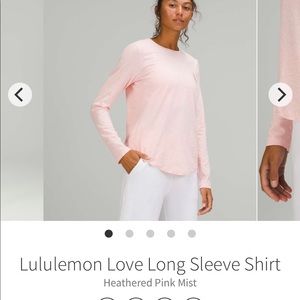 Lululemon Pink Love Long Sleeve size 8
